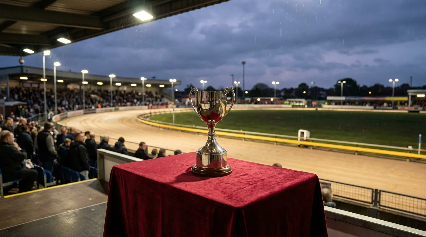Trophy presentation ceremony at a major UK greyhound racing competition final